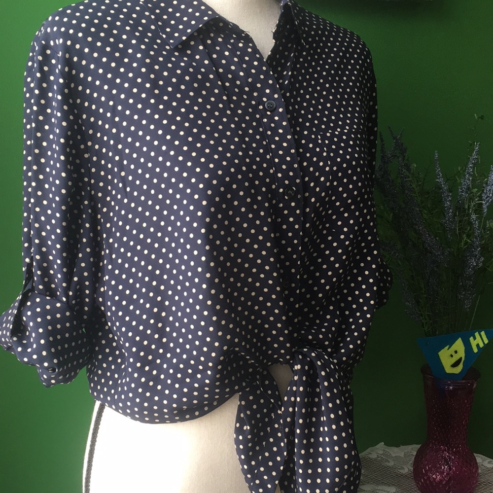 Broadway & Broome Silk Polka Dot Blouse
